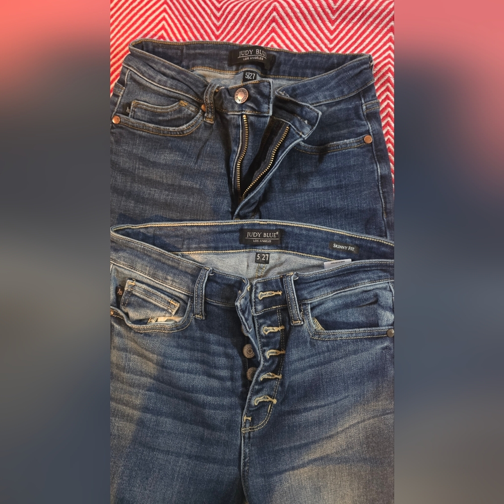 2 Prs. Judy Blue Women's Dark and Light Blue Skinny Jeans Sz. 5/27